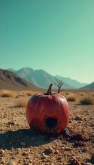 Desolate Decay A Foul-Smelling Object in a Barren Landscape, Evoking Isolation and Decomposition