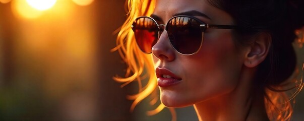 Sunglasses Reflecting Sunlight Mysterious Allure, Sensual Vibe, Hidden Depths