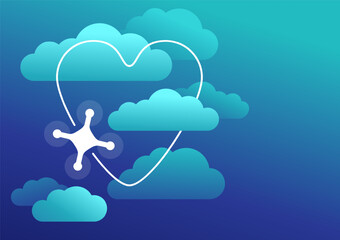 Concept of a Heart-Shaped Cloud Featuring a Drone