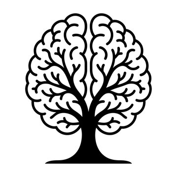 silhouette of tree shaped like human brain symbolizing knowledge wisdom creativity and mental growth