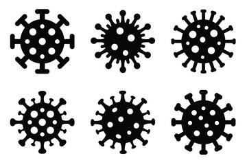 Virus silhuette vector icon set