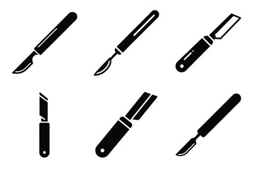 Scalpel silhuette vector icon set