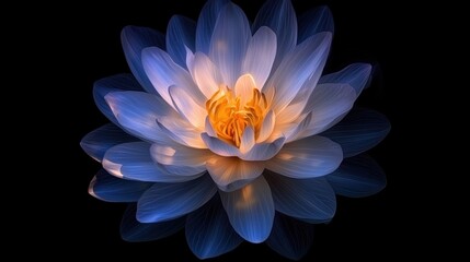 A close-up of an isolated garden flower, like a lily or sunflower, with soft lighting highlighting its details.