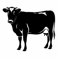 Minimalist Cow Silhouette Illustration Black and White Animal Profile Art