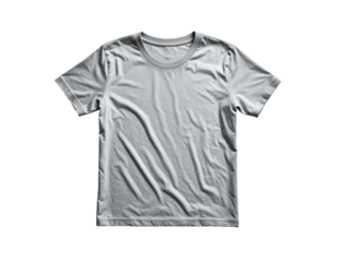 A plain, blank, gray t-shirt with a round neck and short sleeves isolated on black