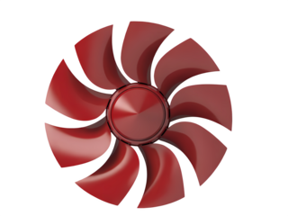 Red turbine fan isolated on white background