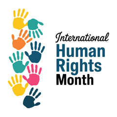 International Human Rights Month with Colorful Handprints