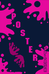 A bold poster background design featuring pink splash paint on a dark background in vector style. Suitable for flyers, posters, banners, music events, and modern advertising template
