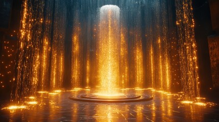 Abstract futuristic portal with golden light