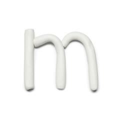 Letter M made of plasticine on white background