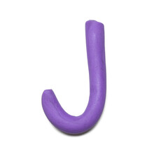 Letter J made of plasticine on white background