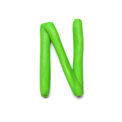 Letter N made of plasticine on white background