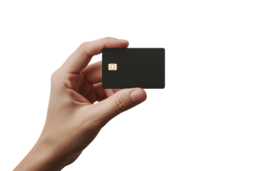 Hand holding black credit card mockup