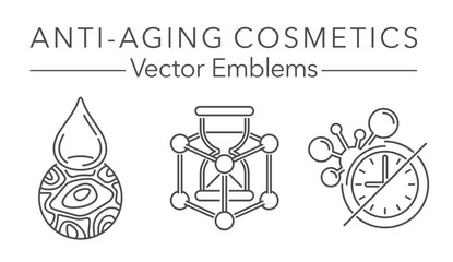 Anti-Aging Products features outline icons set 