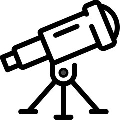Telescope Icon For Astronomy And Science Education With Transparent Background And Black Outline Vector Illustration