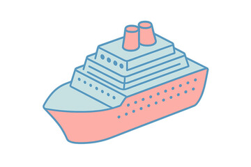 Obraz premium Stylized isometric cruise ship for ocean travel and luxury summer vacation