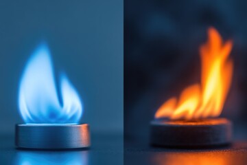 Flames in contrasting colors create striking visual of energy so