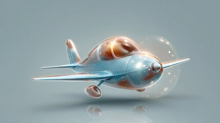 Naklejka premium Dreamy Glassy Toy Airplane with Luminous Orange Glow and Sparkling Propeller