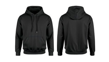 Black Hoodie Sweatshirt Front and Back View