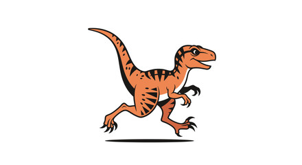 A prehistoric raptor dinosaur running fast across the plains.