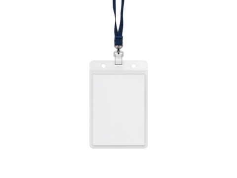 Blank White ID Card With Blue Lanyard Mockup