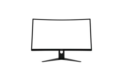 Black curved gaming monitor isolated on background