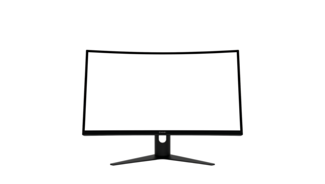 Black curved gaming monitor isolated on background