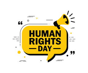 Human Rights Day Announcement with Megaphone and Speech Bubble