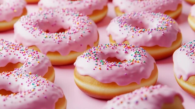 Pink Frosted Doughnuts with Sprinkles