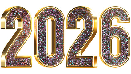 gold glitter 2026 numbers new year shiny luxury celebration 3d design