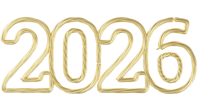 gold wire 2026 numbers minimalist new year celebration elegant metallic design
