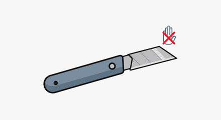 Cartoon Utility Knife with Retractable Blade and Safety Warning