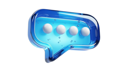 Dynamic 3D message bubble with pending notification spheres, perfect for modern communication and digital concepts