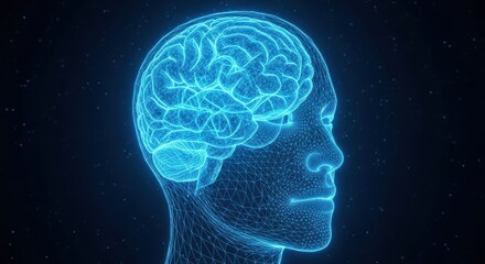 Obraz premium Digital human head with brain activity, artificial intelligence concept