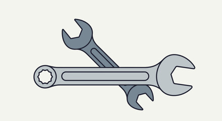 Two Crossed Metal Wrenches with Open and Star-Shaped Ends