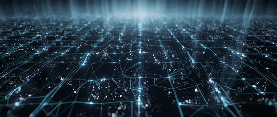 Cinematic visualization of big data streams being processed and analyzed. Abstract technology background for projects related to information and analytics. - Powered by Adobe