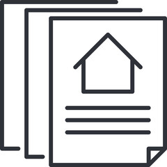Real Estate Document Icon with House Symbol and Lines on Transparent Background Representing Property Listing or Contract Details
