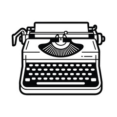 Vintage Typewriter Vector Machine Journalism Writing Tool Icon