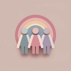 LGBT Rainbow Symbol: Diversity and Inclusion in Paper Cutout Art with Soft Pastel Tones