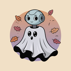 Cute female robot Halloween ghost, Girl ghost