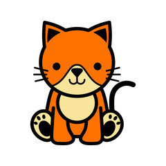 Adorable orange cartoon cat illustration perfect for children's books, playful branding, and cute animal designs, sure to bring smiles and joy to your project