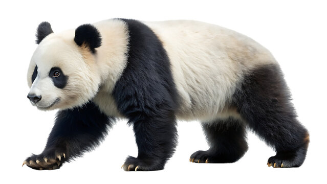 Majestic giant panda striding confidently isolated side view wildlife photography captured - Powered by Adobe