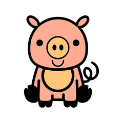Adorable cartoon pig character illustration with happy expression, perfect for children's books, farm themes, and playful designs that bring joy and smiles