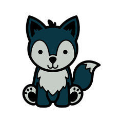 Obraz premium Adorable cartoon wolf illustration perfect for children's books, nursery decor, or fun educational content. Sweet animal design for any project!