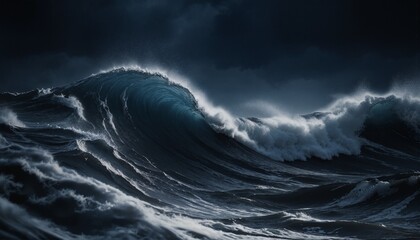 Waves in a stormy night sea
