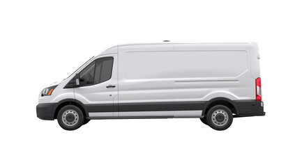White cargo van perfect for delivery services business or commercial transportation fleet showcasing its clean design against a dark background