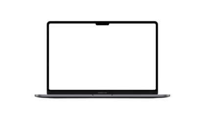 Laptop with blank white screen isolated on black background great for mockups and presentations minimalist design clean aesthetic