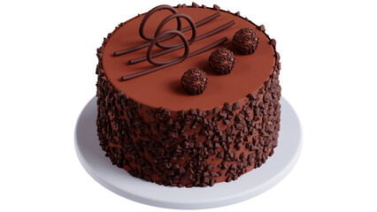 Rich chocolate cake with truffle balls and dark topping, Delicious brown dessert with chocolate decoration and sweet texture