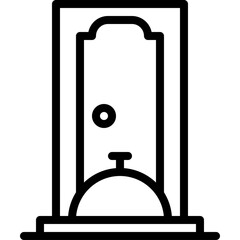 Food Delivery Service Icon Representing Doorway With Food Cloche Ready For Pickup Black Outline On Transparent Background