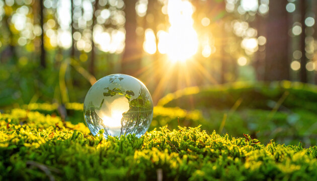 Eco Globe in Forest Sunlight